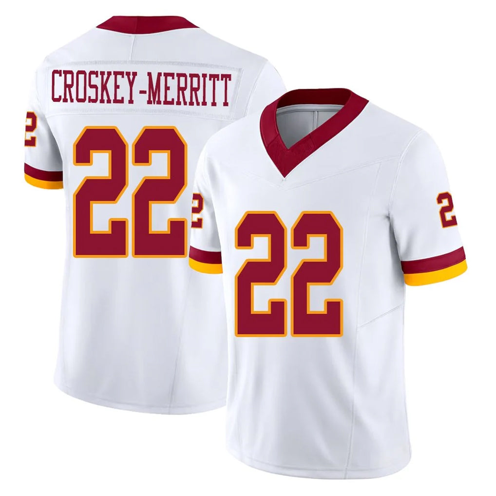 Kieara W.Commanders #22 Jacory Croskey-Merritt Player White Limited Vapor F.U.S.E. Home Game Stitched Jerseys