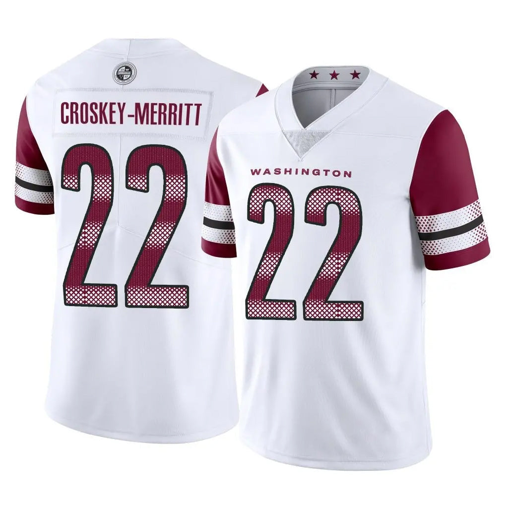 Kieara W.Commanders #22 Jacory Croskey-Merritt Player White Limited Vapor Home Game Stitched Jerseys