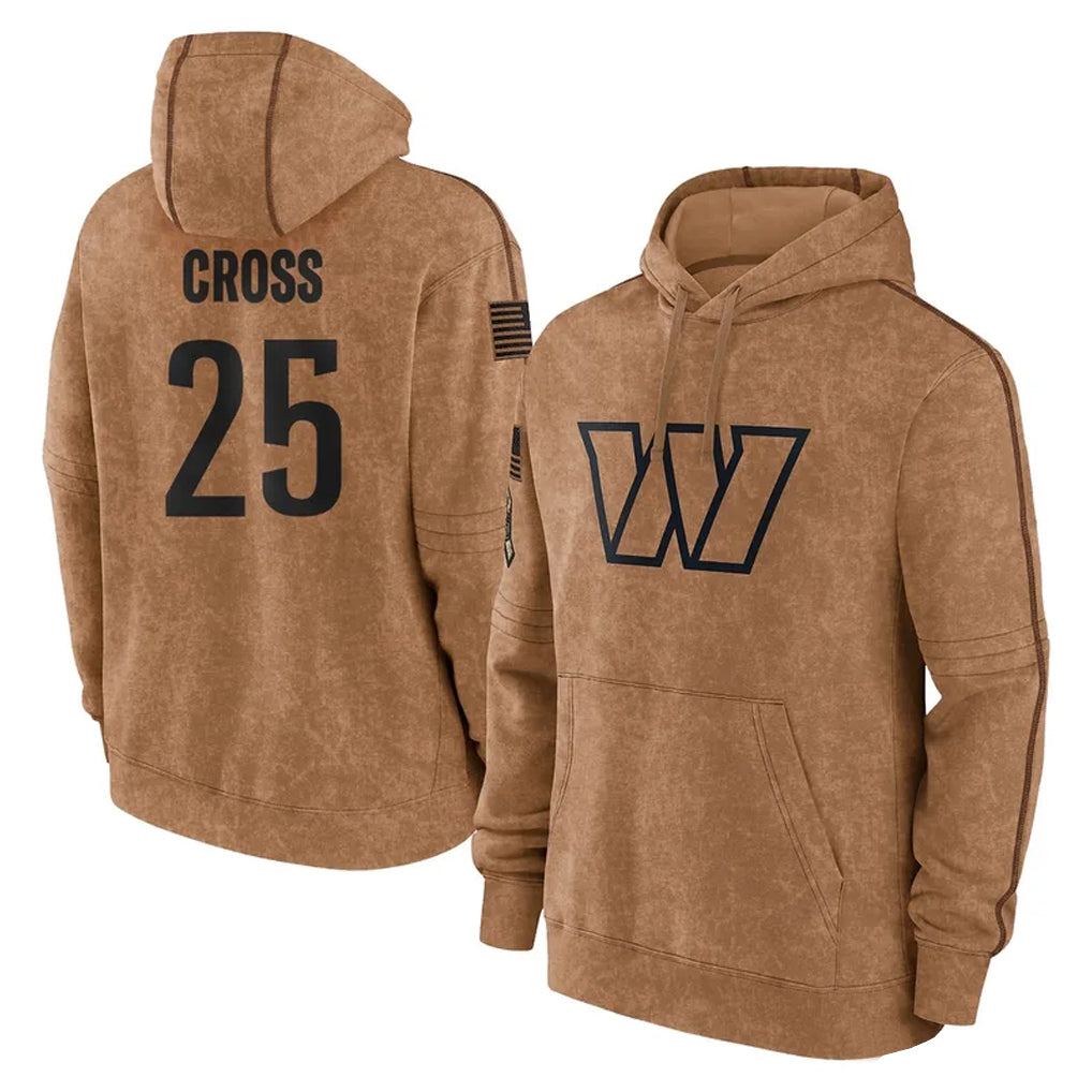 Kieara W.Commanders #25 Nick Cross Player Brown Limited Salute to Service Pullover Hoodies Game Stitched Jerseys