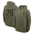 Kieara W.Commanders #25 Nick Cross Player Olive Salute to Service Pullover Hoodies Limited Home Stitched Jerseys