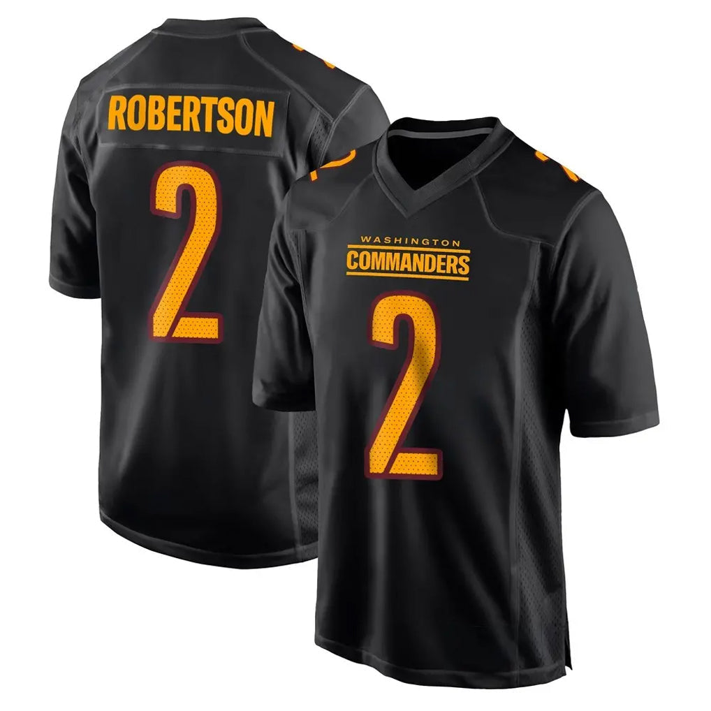 Kieara W.Commanders #2 Amik Robertson Player Black Carbon Fashion Home Game Stitched Jerseys