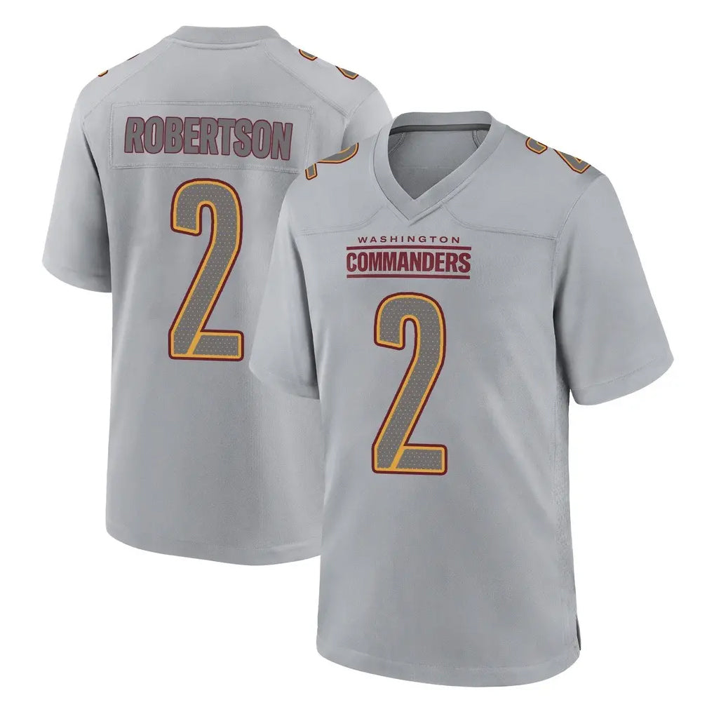 Kieara W.Commanders #2 Amik Robertson Player Gray Atmosphere Fashion Home Game Stitched Jerseys