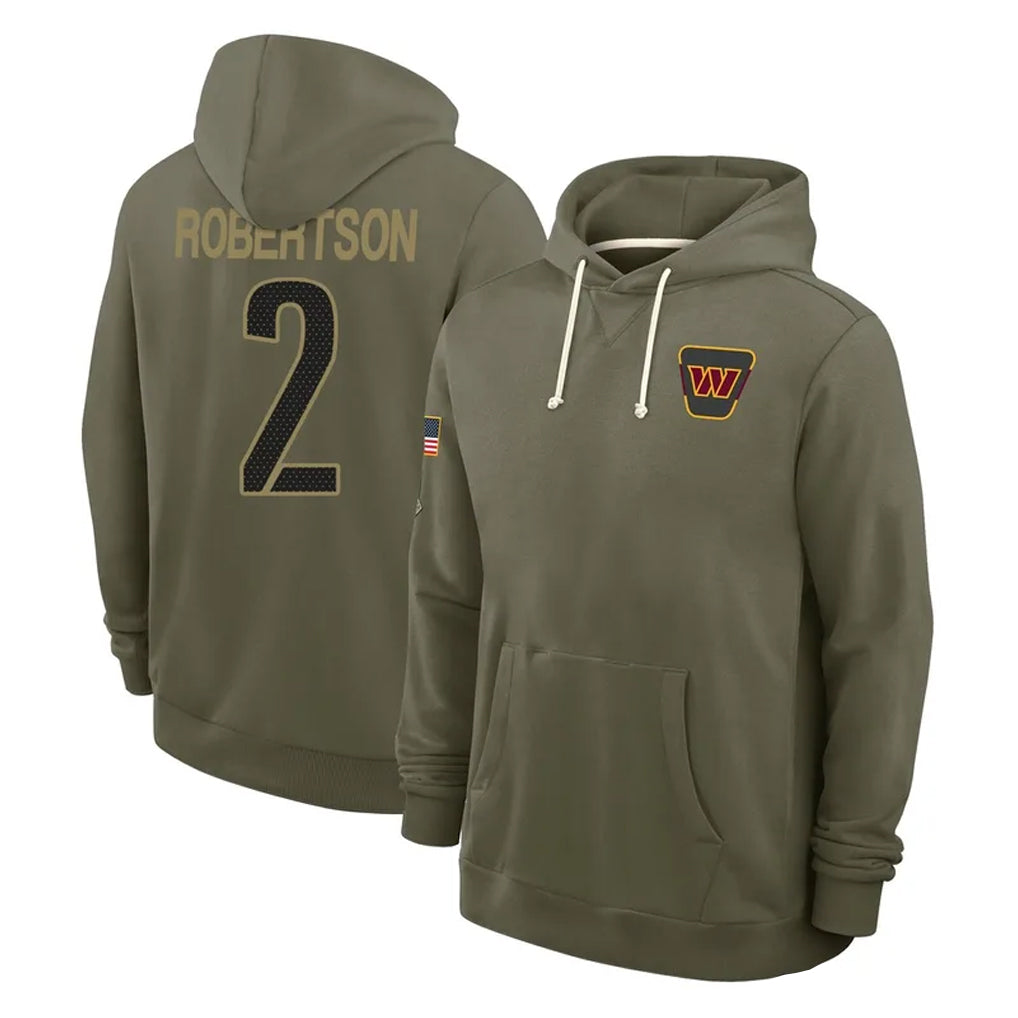 Kieara W.Commanders #2 Amik Robertson Player Olive Salute to Service Pullover Hoodies Limited Home Stitched Jerseys