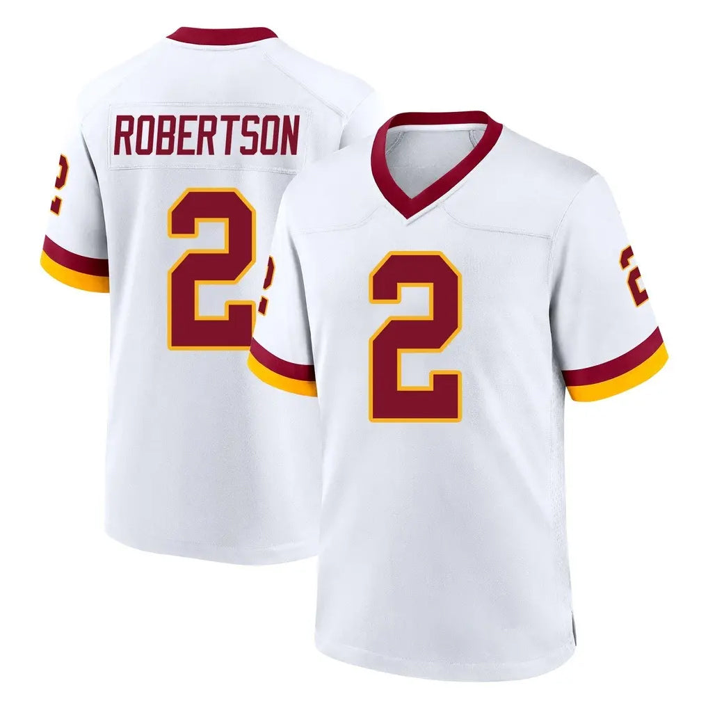 Kieara W.Commanders #2 Amik Robertson Player White Home Game Stitched Jerseys