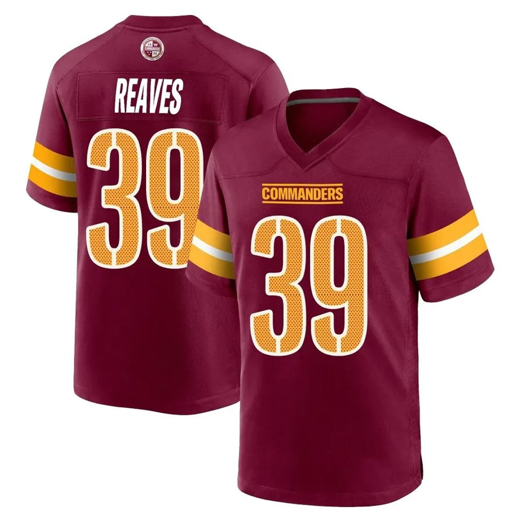 Kieara W.Commanders #39 Jeremy Reaves Player Burgundy Home Game Stitched Jerseys