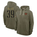 Kieara W.Commanders #39 Jeremy Reaves Player Olive Salute to Service Pullover Hoodies Limited Home Stitched Jerseys