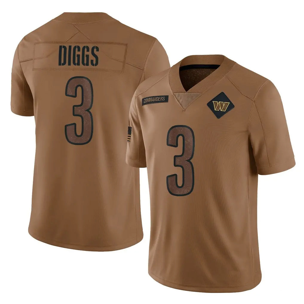 Kieara W.Commanders #3 Stefon Diggs Player Brown Limited Salute To Service Home Game Stitched Jerseys
