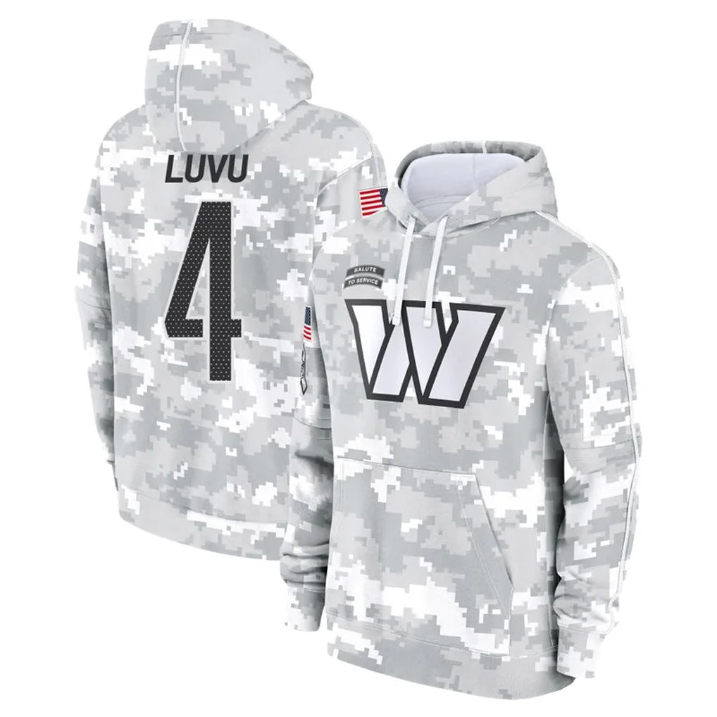 Kieara W.Commanders #4 Frankie Luvu Player Arctic Camo Salute to Service Hoodies Stitched Jerseys