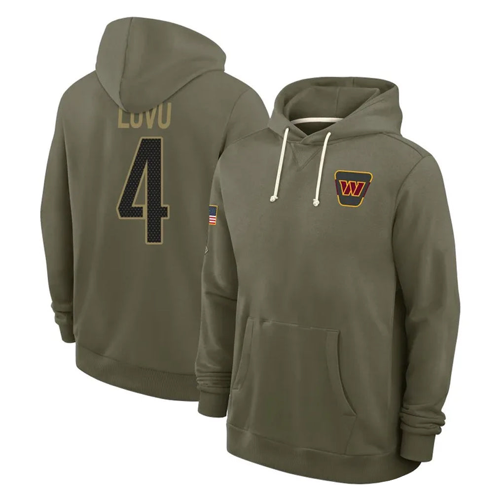 Kieara W.Commanders #4 Frankie Luvu Player Olive Salute to Service Pullover Hoodies Limited Home Stitched Jerseys