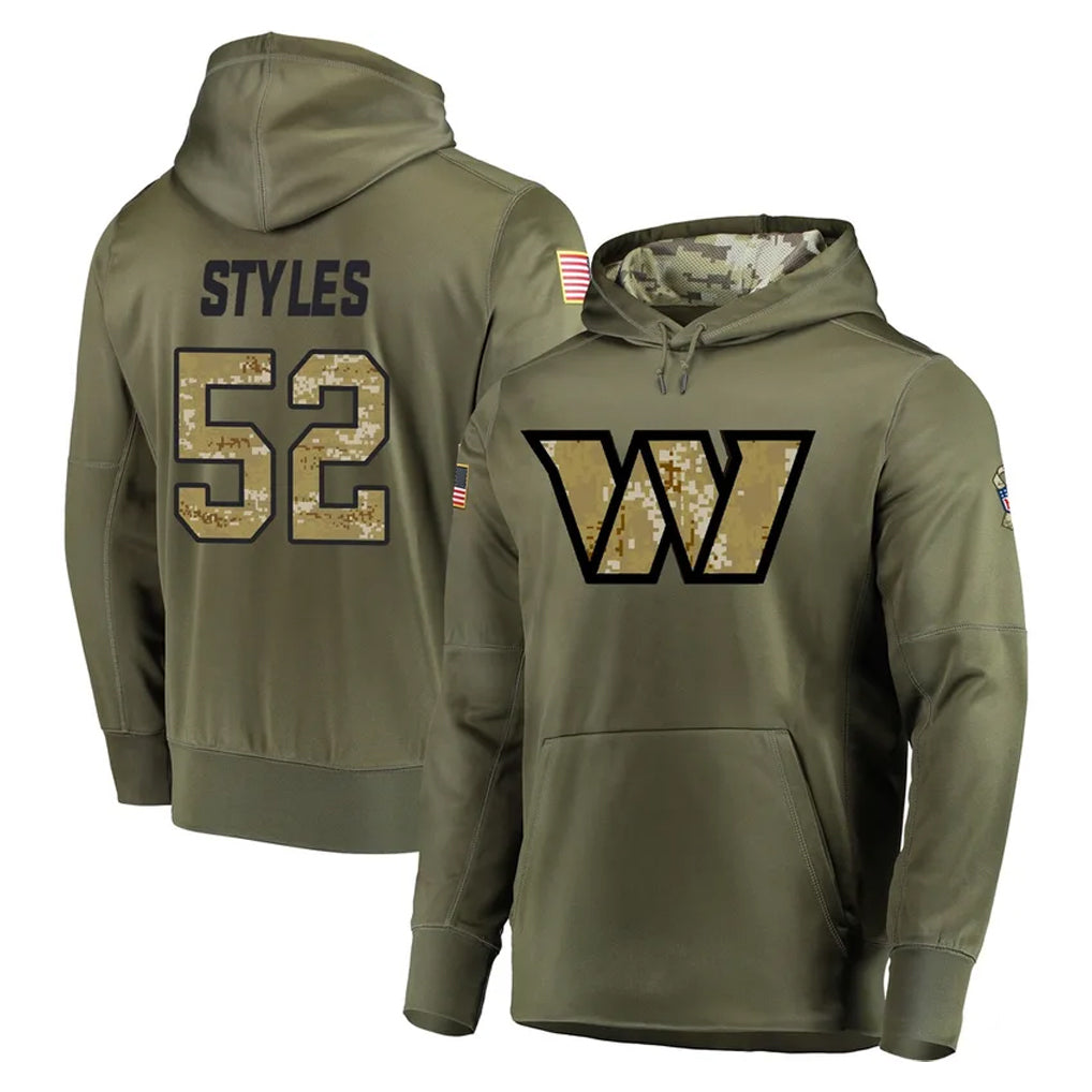 Kieara W.Commanders #52 Sonny Styles Player Olive Salute to Service Pullover Hoodie Limited Home Game Stitched Jerseys