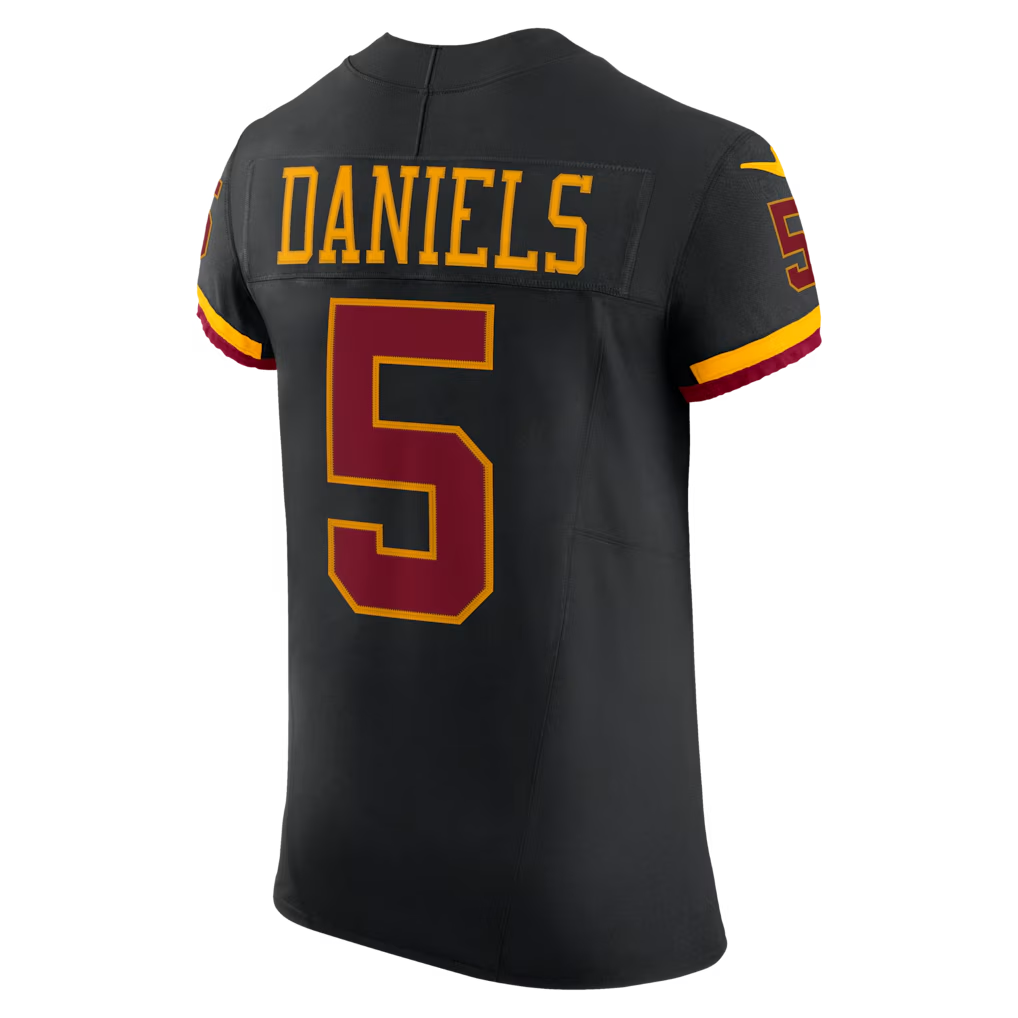 Kieara W.Commanders #5 Jayden Daniels Black Alternate Vapor F.U.S.E. Elite Stitched Jerseys