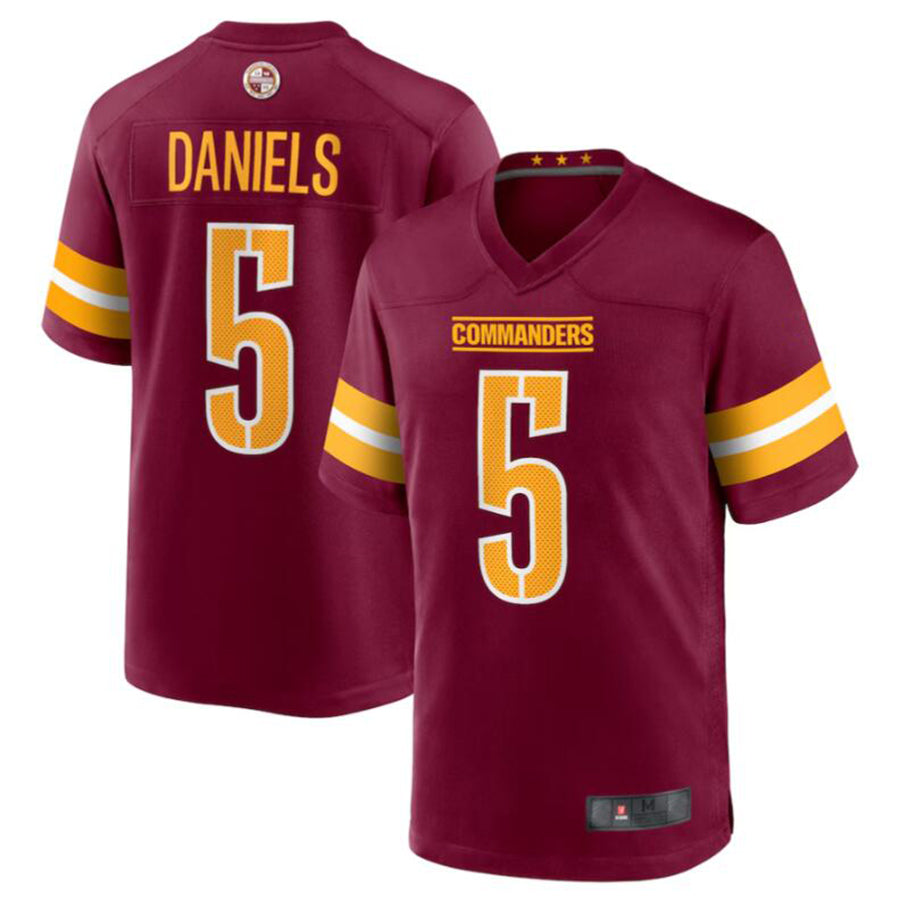 Kieara W.Commanders #5 Jayden Daniels Burgundy 2024 Draft First Round Pick Player Game Stitched Jerseys