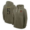 Kieara W.Commanders #5 Jayden Daniels Player Olive Salute to Service Pullover Hoodies Limited Home Stitched Jerseys