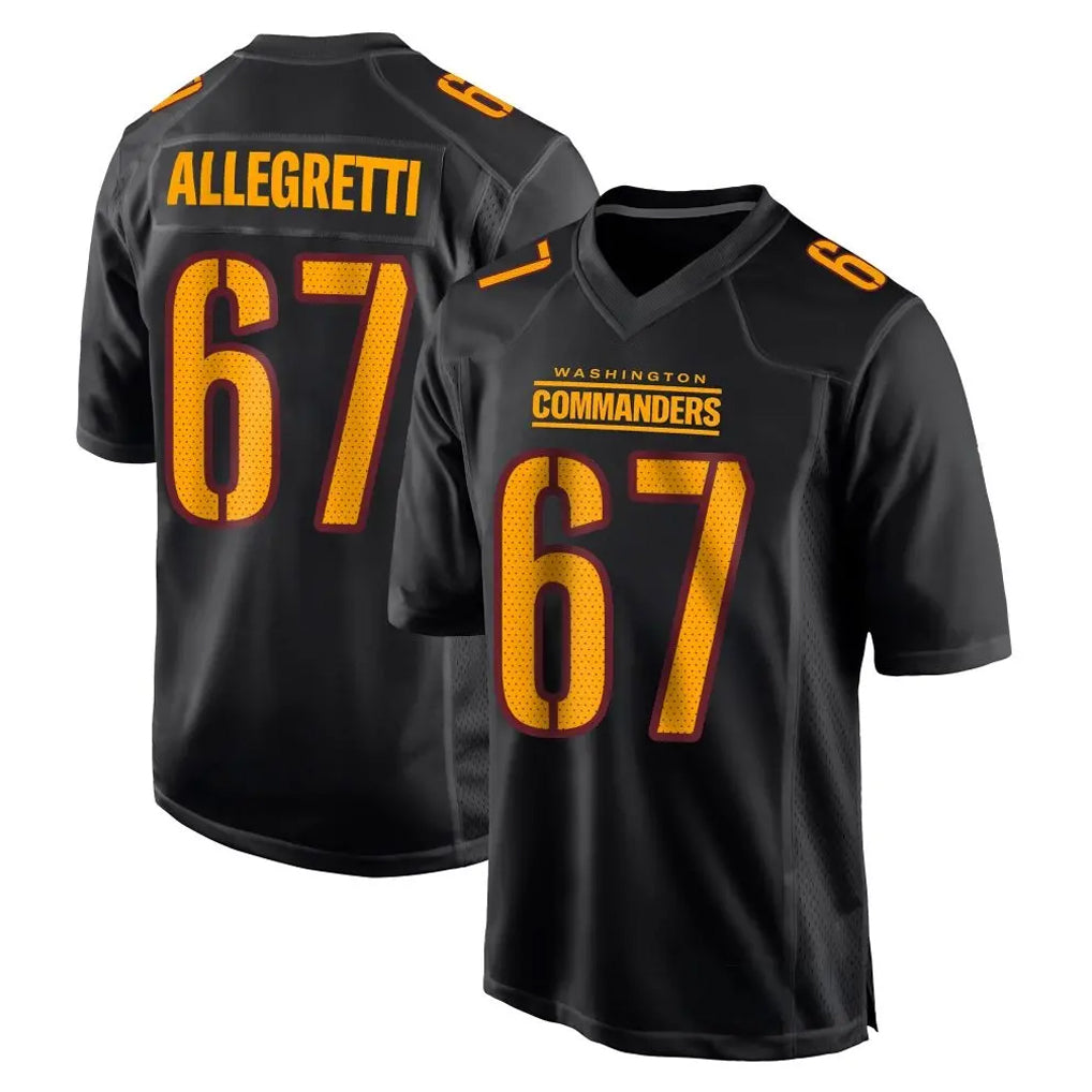 Kieara W.Commanders #67 Nick Allegretti Player Black Carbon Fashion Home Game Stitched Jerseys