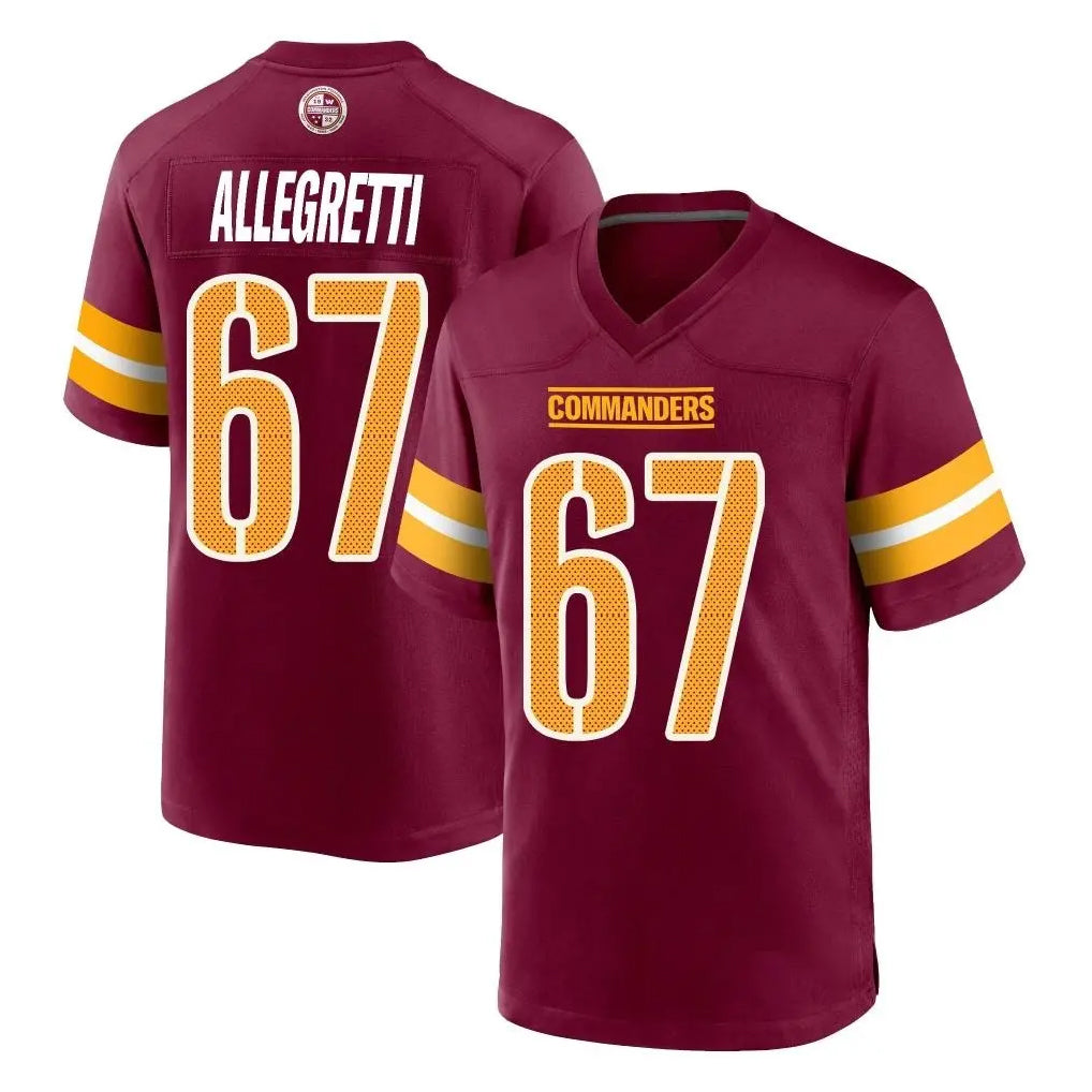 Kieara W.Commanders #67 Nick Allegretti Player Burgundy Home Game Stitched Jerseys