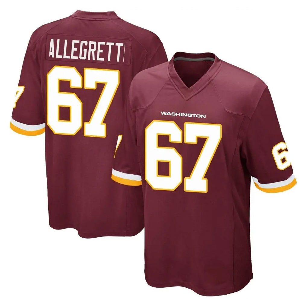 Kieara W.Commanders #67 Nick Allegretti Player Burgundy Team Color Home Game Stitched Jerseys