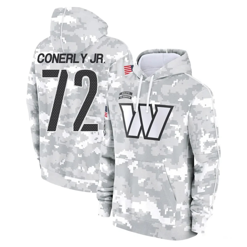 Kieara W.Commanders #72 Josh Conerly Jr. Player Arctic Camo Limited Salute to Service Pullover Hoodies Game Stitched Jerseys