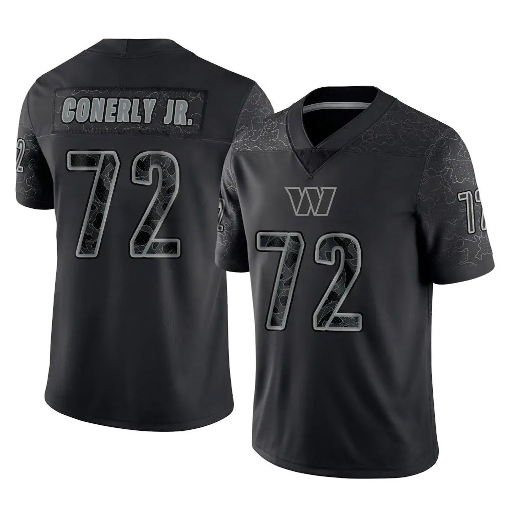 Kieara W.Commanders #72 Josh Conerly Jr. Player Black Limited Reflective Home Game Stitched Jerseys