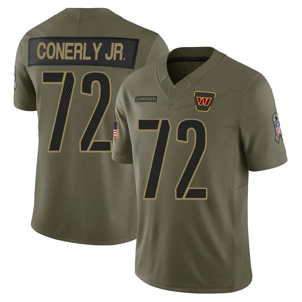 Kieara W.Commanders #72 Josh Conerly Jr. Player Olive 2025 Salute To Service Limited Home Game Stitched Jerseys