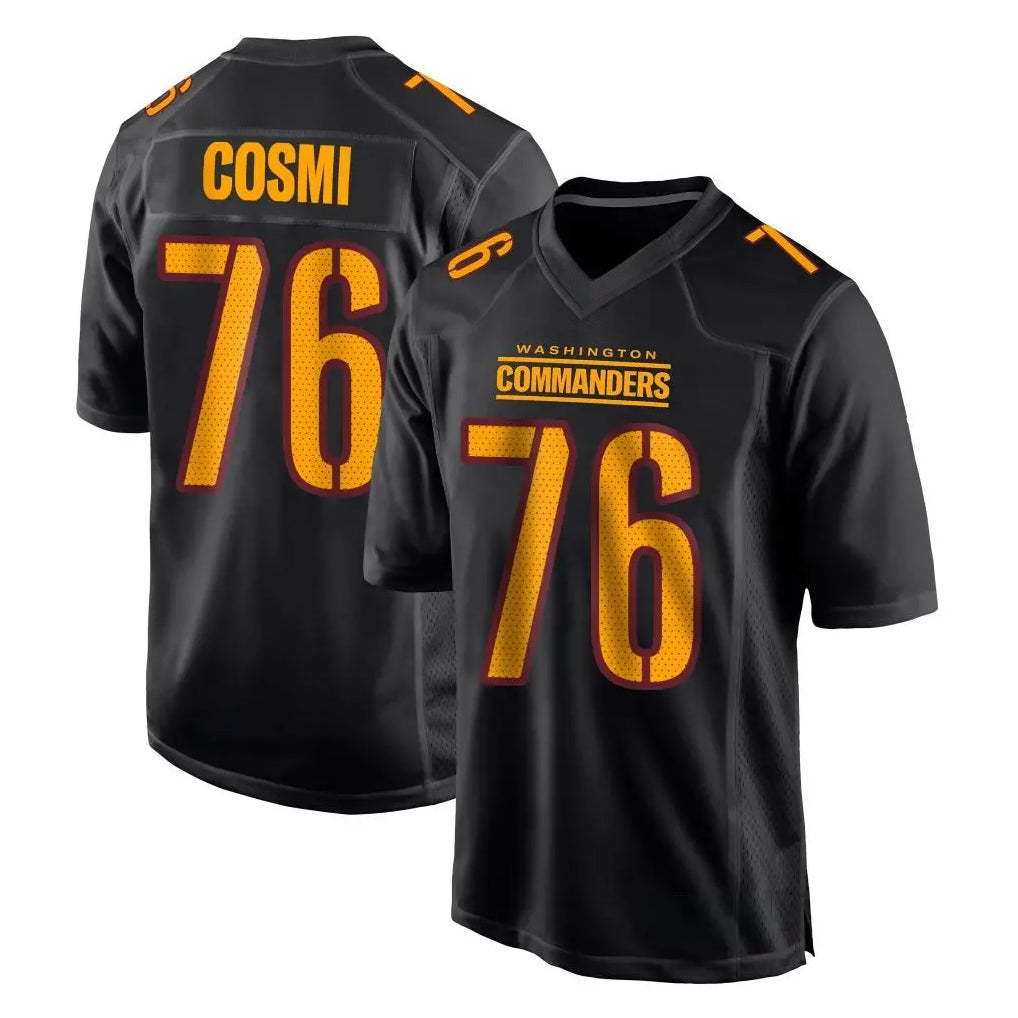 Kieara W.Commanders #76 Sam Cosmi Player Black Carbon Fashion Home Game Stitched Jerseys