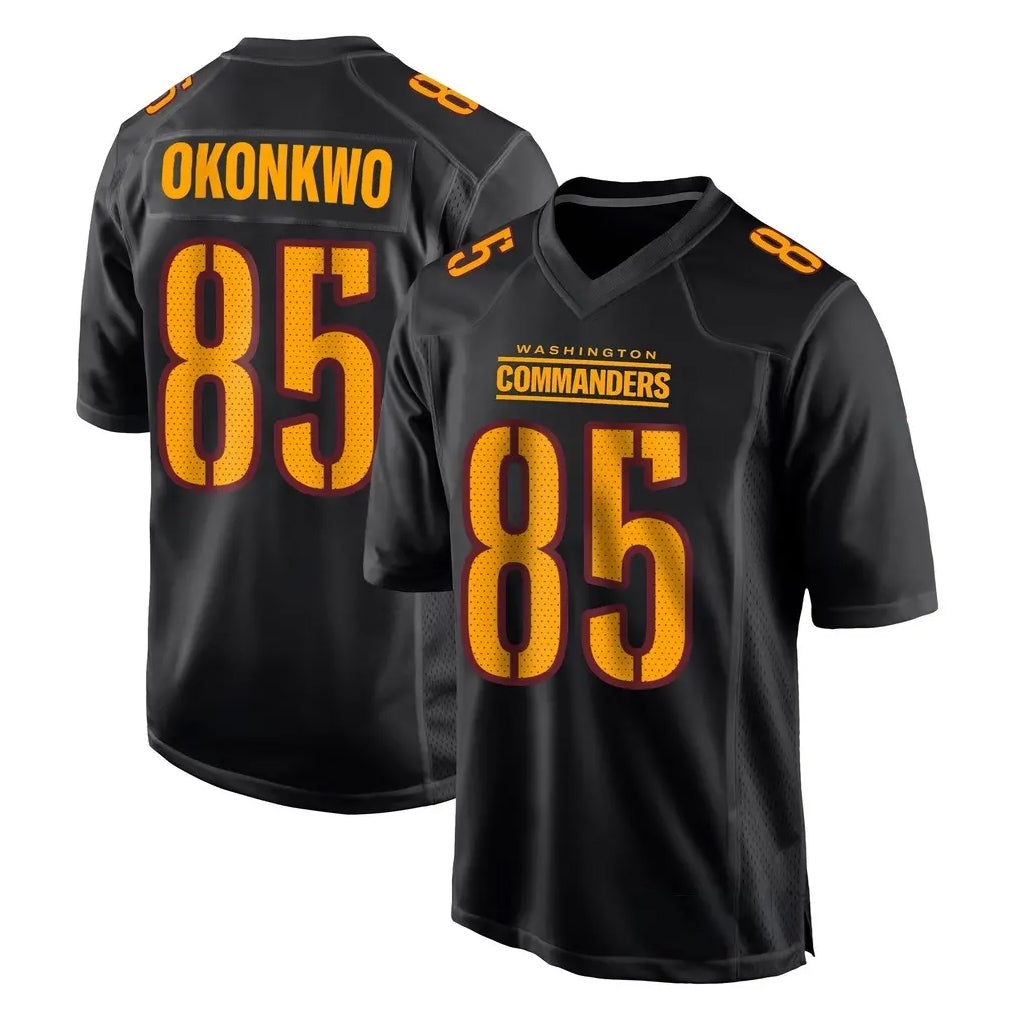 Kieara W.Commanders #85 Chig Okonkwo Player Black Carbon Fashion Home Game Stitched Jerseys