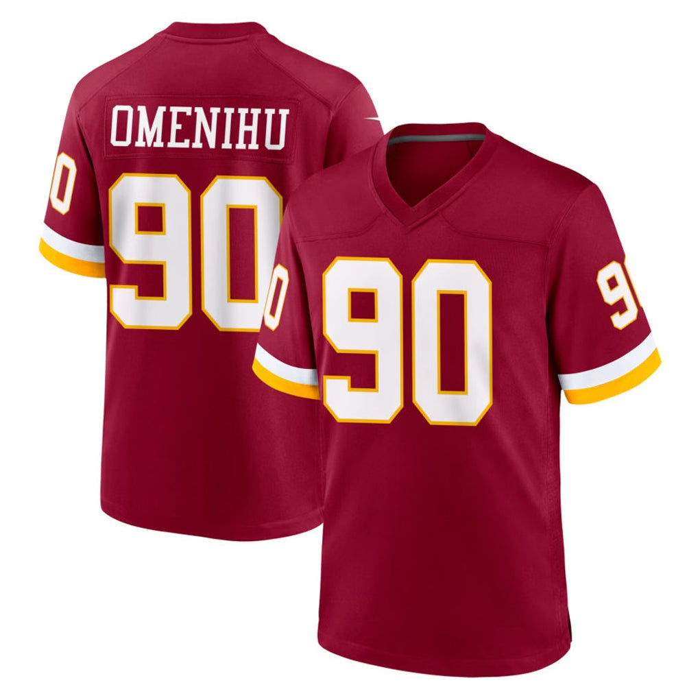 Kieara W.Commanders #90 Charles Omenihu Player Burgundy Game Home Stitched Jerseys