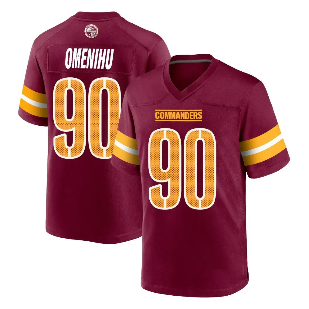 Kieara W.Commanders #90 Charles Omenihu Player Burgundy Home Game Stitched Jerseys