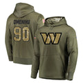 Kieara W.Commanders #90 Charles Omenihu Player Olive Salute to Service Pullover Hoodie Limited Home Game Stitched Jerseys