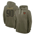 Kieara W.Commanders #90 Charles Omenihu Player Olive Salute to Service Pullover Hoodies Limited Home Stitched Jerseys