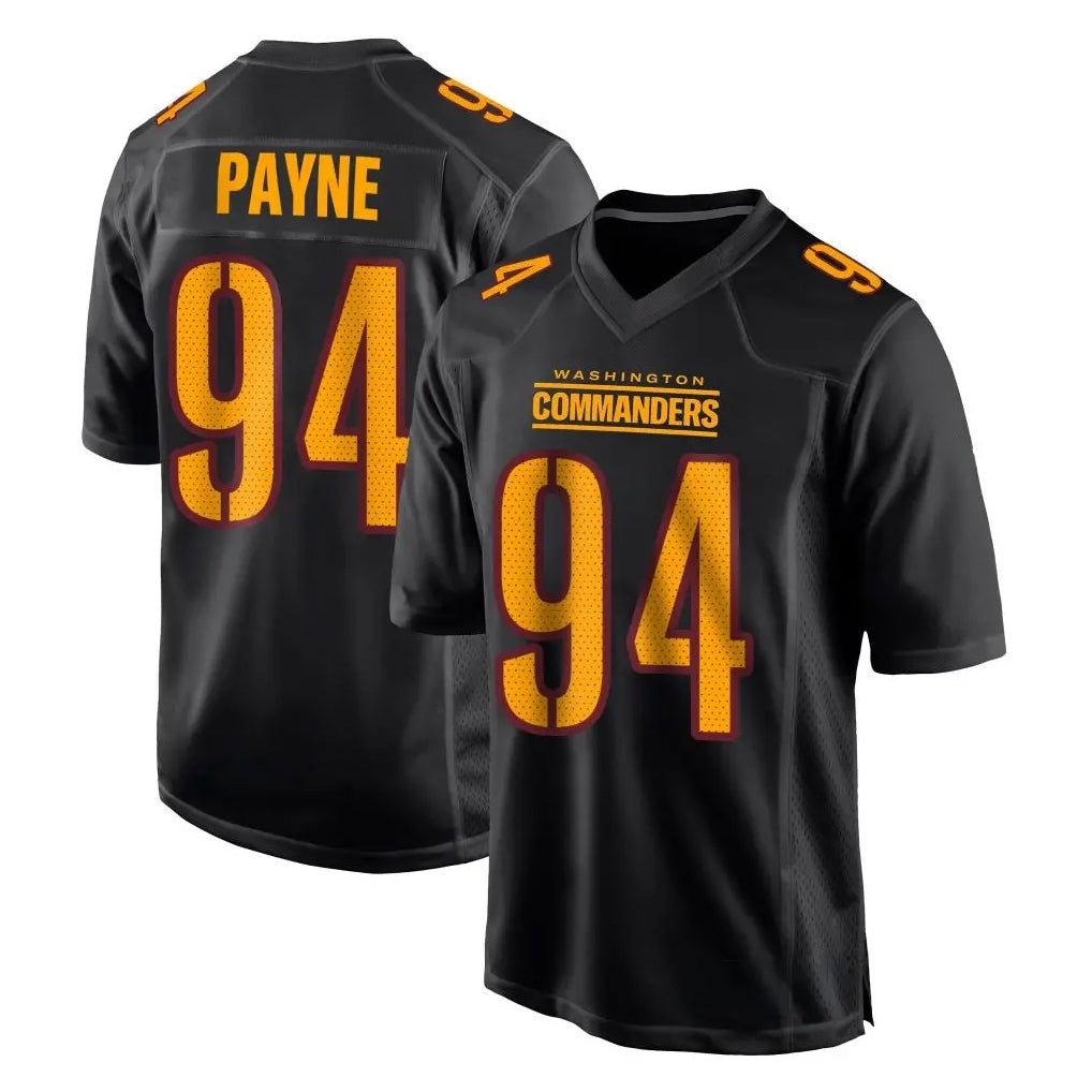 Kieara W.Commanders #94 Daron Payne Player Black Carbon Fashion Home Game Stitched Jerseys
