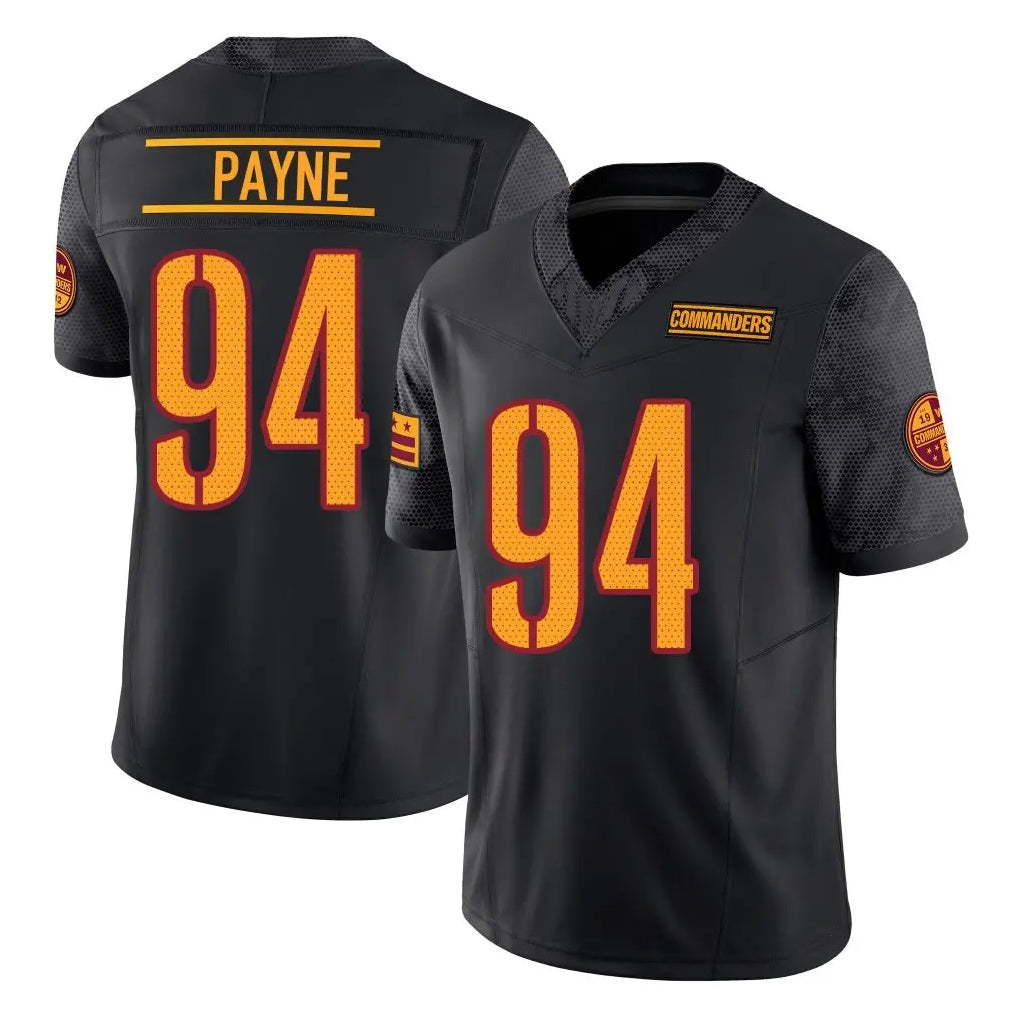 Kieara W.Commanders #94 Daron Payne Player Black Limited Vapor F.U.S.E. Home Game Stitched Jerseys