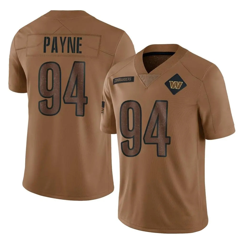 Kieara W.Commanders #94 Daron Payne Player Brown Limited Salute To Service Home Game Stitched Jerseys