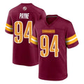 Kieara W.Commanders #94 Daron Payne Player Burgundy Home Game Stitched Jerseys
