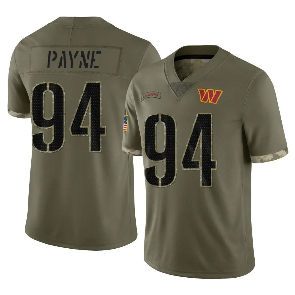 Kieara W.Commanders #94 Daron Payne Player Olive Salute To Service Limited Home Game Stitched Jerseys