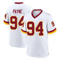 Kieara W.Commanders #94 Daron Payne Player White Home Game Stitched Jerseys