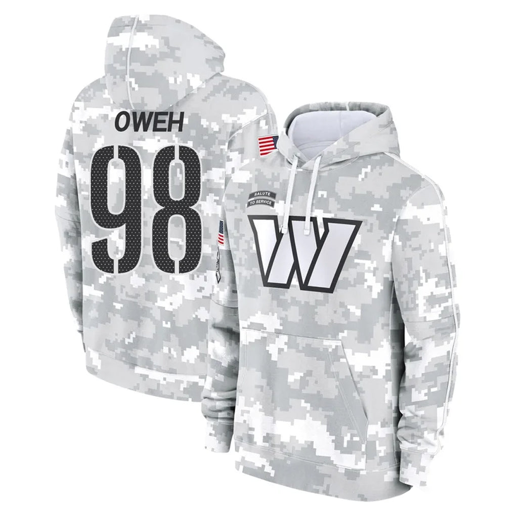 Kieara W.Commanders #98 Odafe Oweh Player Arctic Camo Limited Salute to Service Pullover Hoodies Game Stitched Jerseys