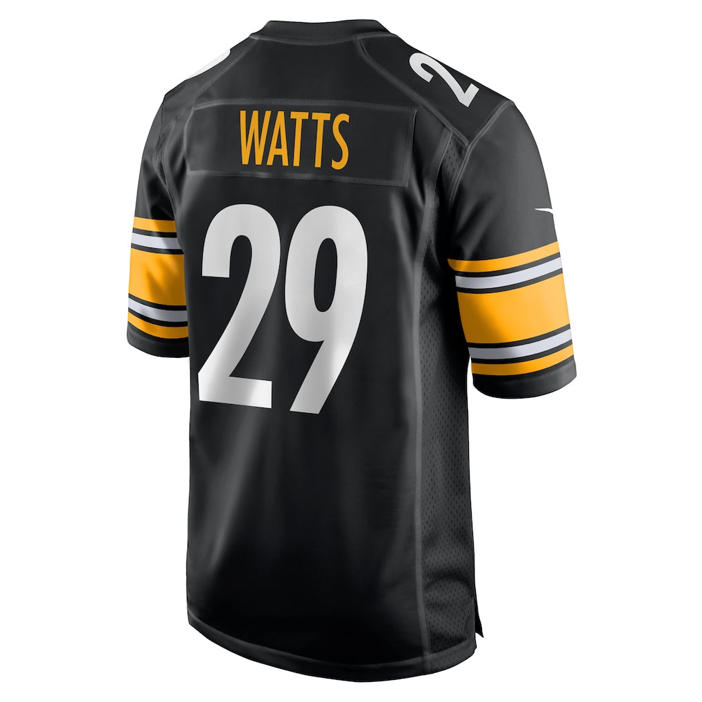 Kieara P.Steelers #29 Ryan Watts Black Game Jersey