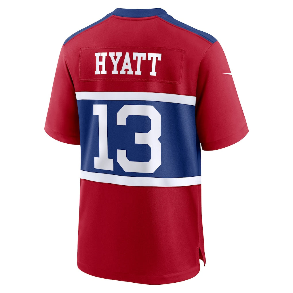 Kieara NY.Giants #13 Jalin Hyatt Century Red Alternate Player Game Jersey
