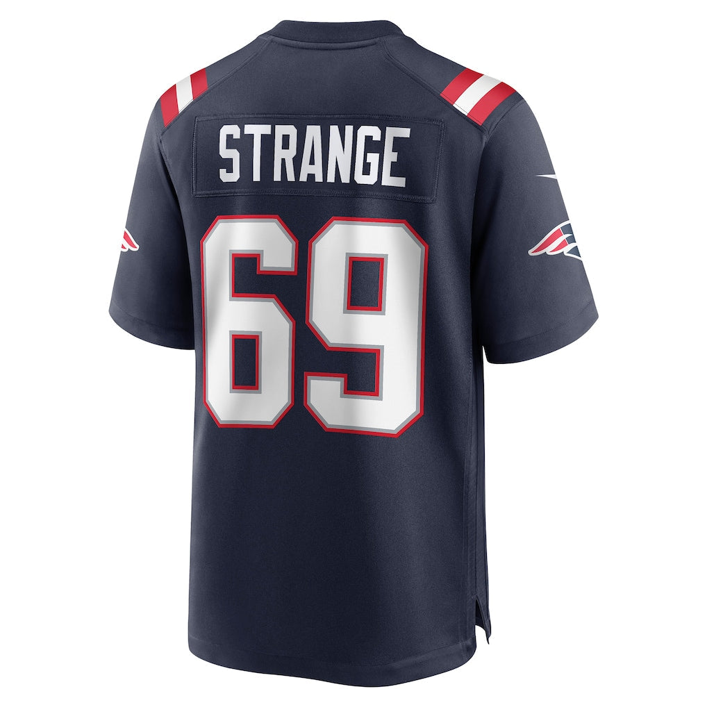 Kieara NE.Patriots #69 Cole Strange Navy Game Player Jersey