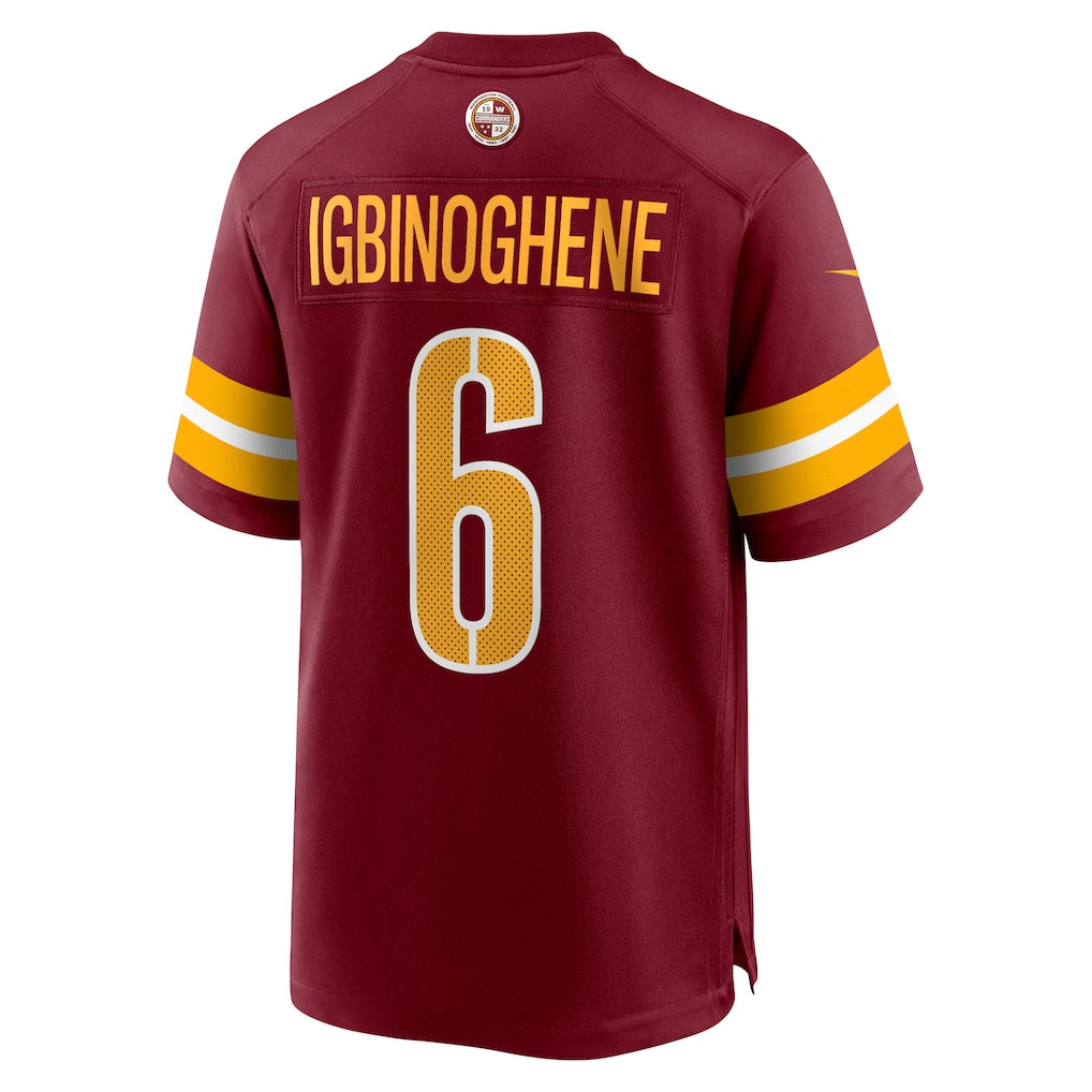 Kieara W.Commanders #6 Noah Igbinoghene Burgundy Team Game Jersey