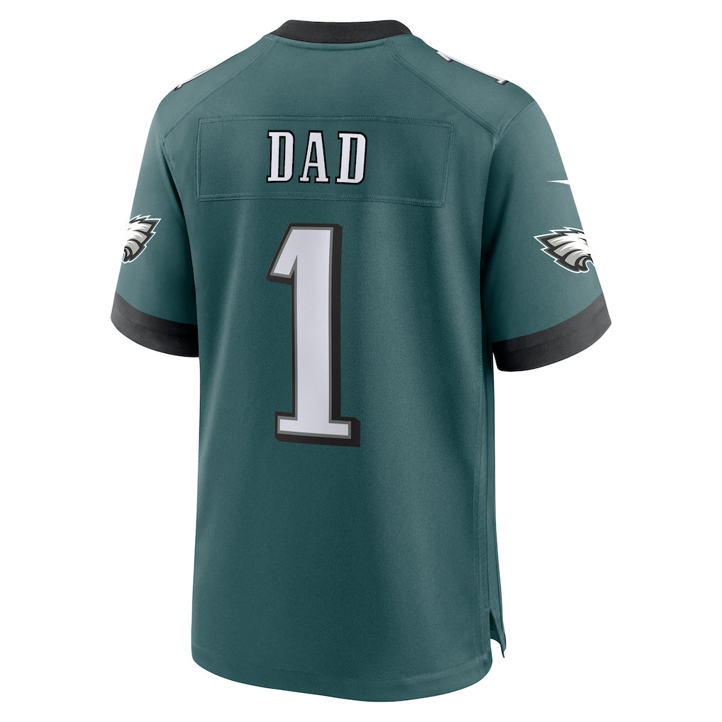 Kieara P.Eagles #1 Dad Midnight Green Team Game Jersey