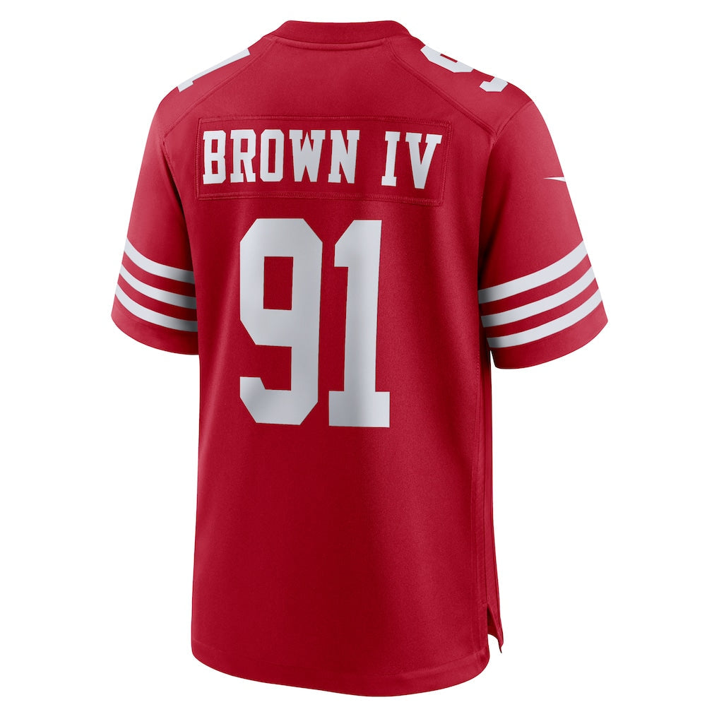 Kieara SF.49ers #91 Earnest Brown IV Scarlet Team Game Jersey