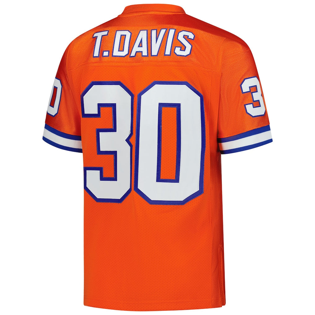 Kieara D.Broncos #30 Terrell Davis Mitchell & Ness Orange 1995 Authentic Throwback Retired Player Jersey