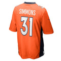 Kieara D.Broncos #31 Justin Simmons Orange Game Jersey