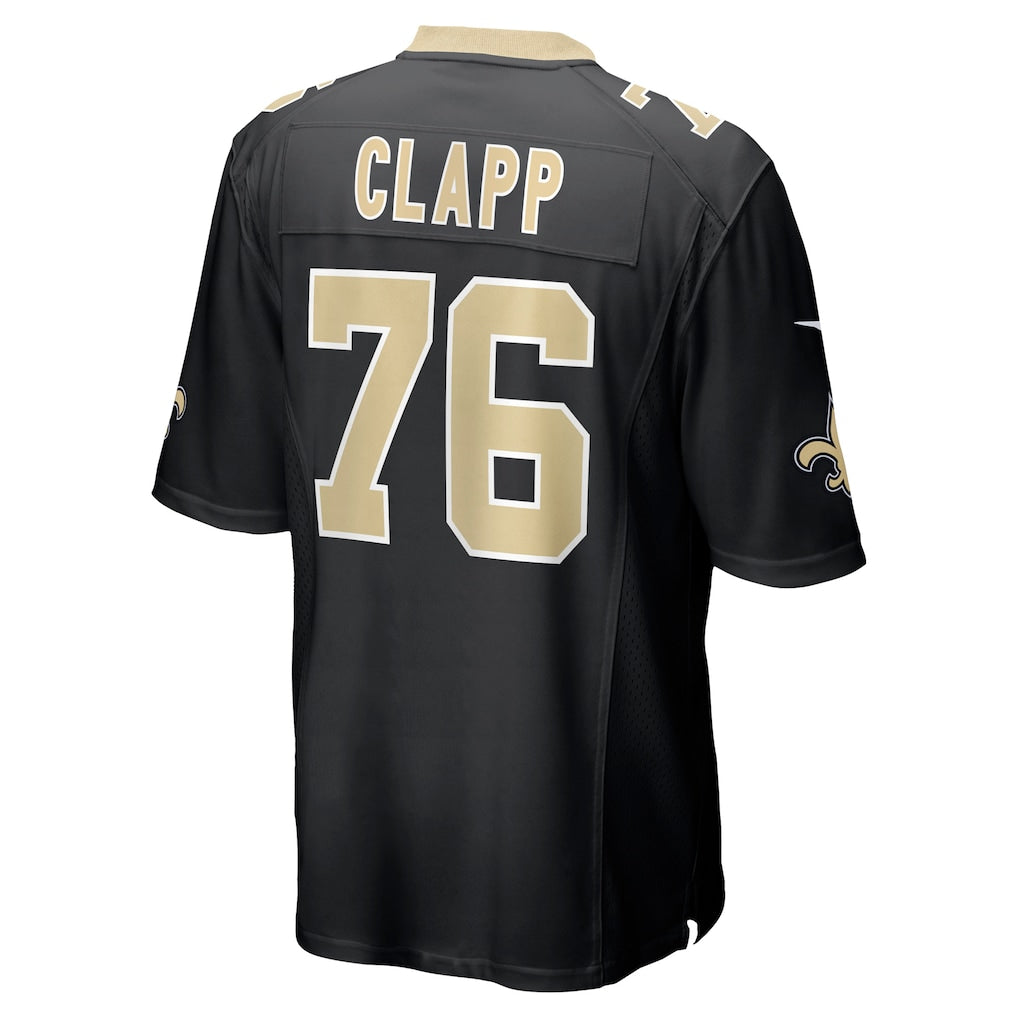 Kieara NO.Saints #76 Will Clapp Black Team Game Jersey