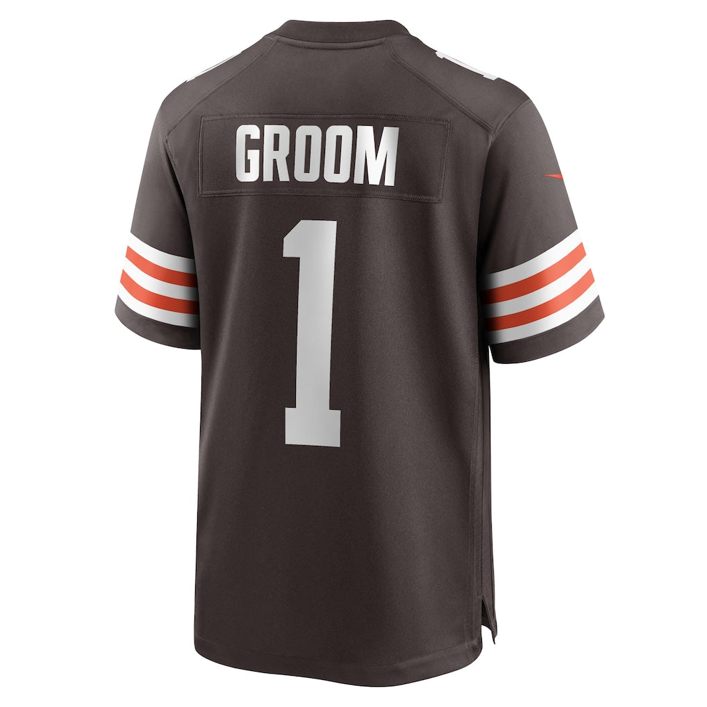 Kieara C.Browns #1 Groom Brown Game Jersey