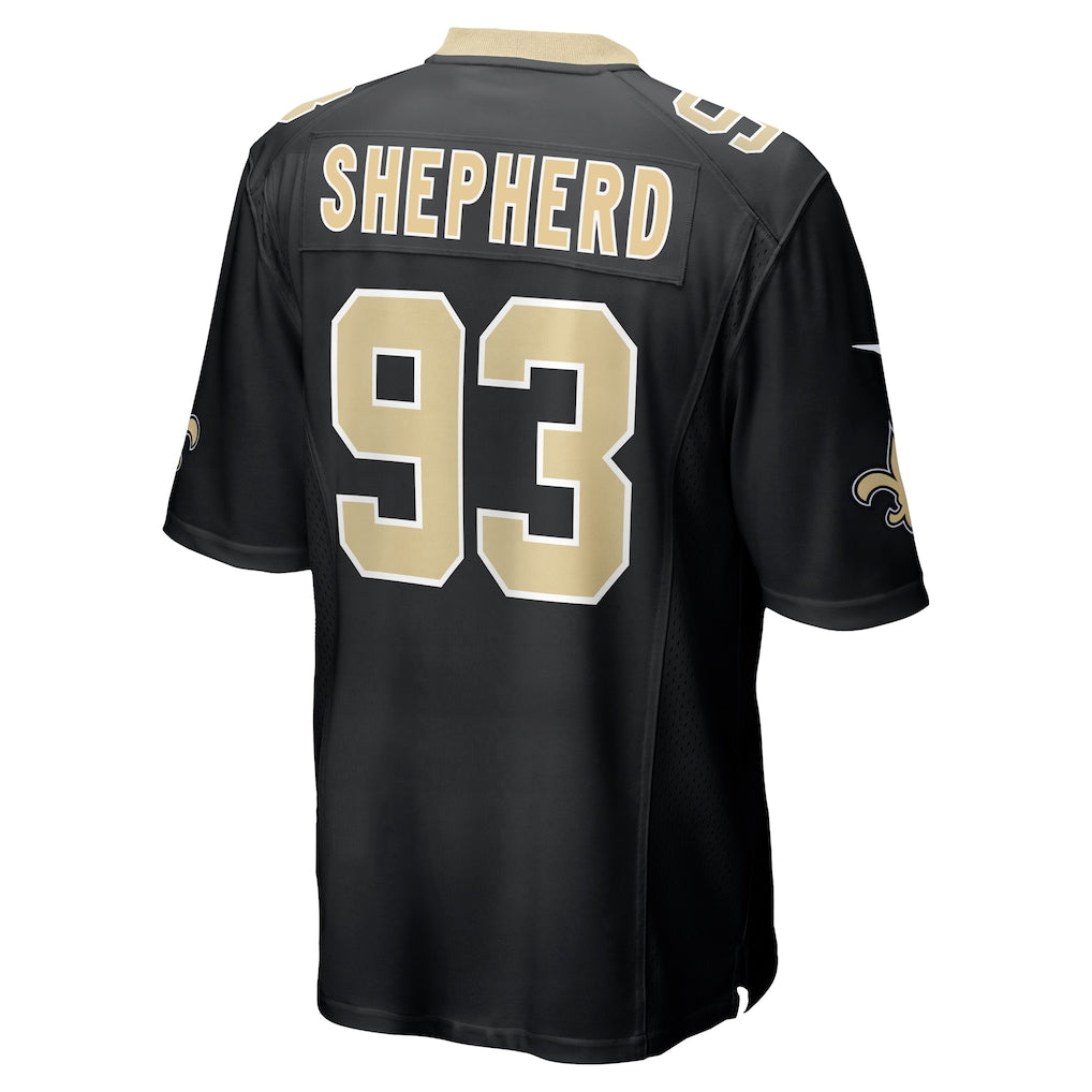 Kieara NO.Saints #93 Nathan Shepherd Black Game Jersey