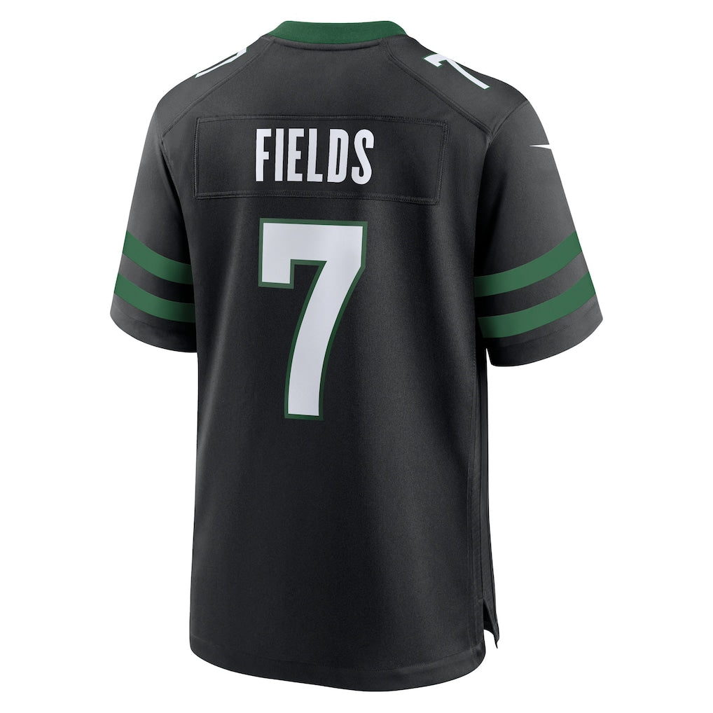 Kieara NY.Jets #7 Justin Fields Stealth Black Game Jersey