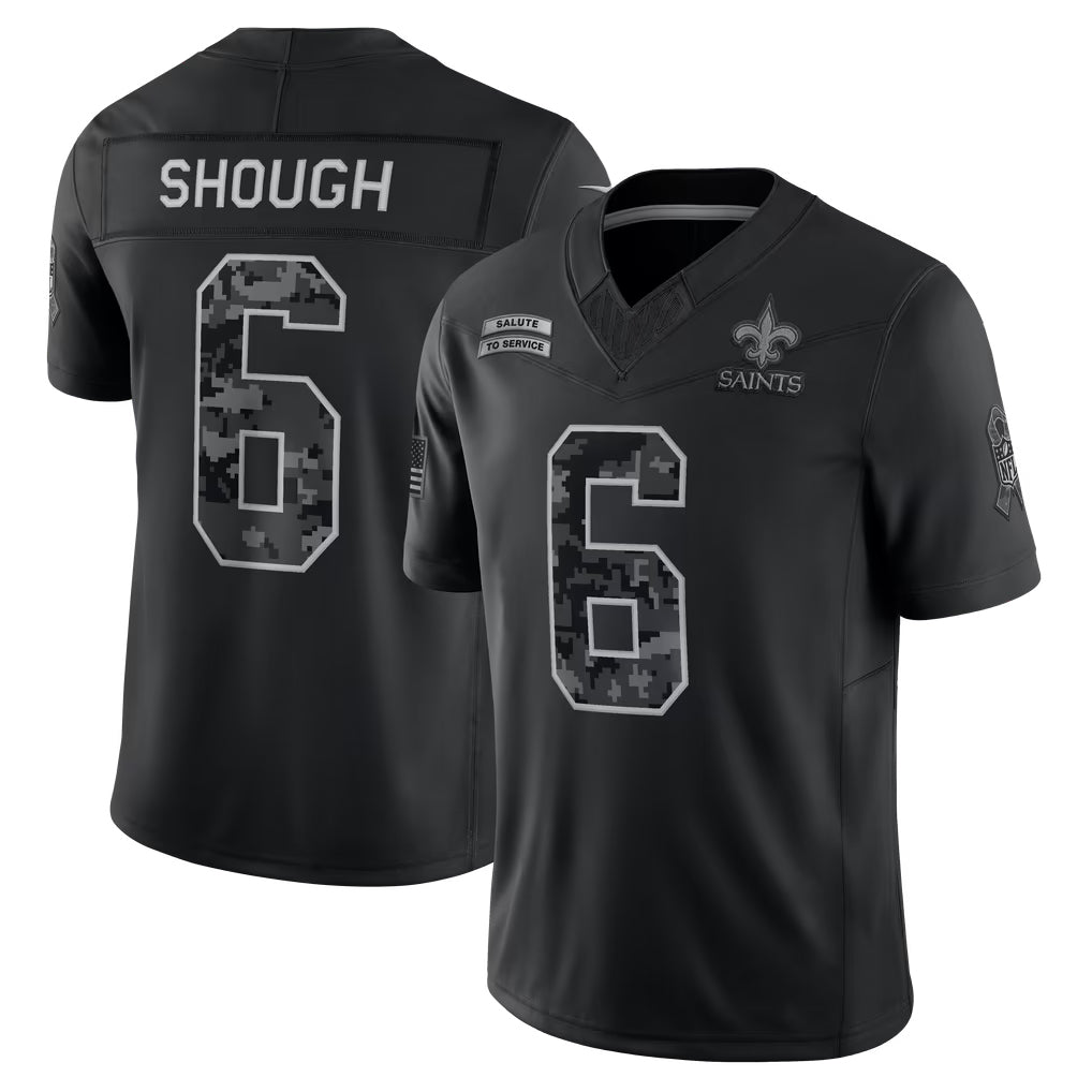 Kieara NO.Saints #6 Tyler Shough Player Black Limited 2026 Salute to Service Home Game Stitched Jerseys