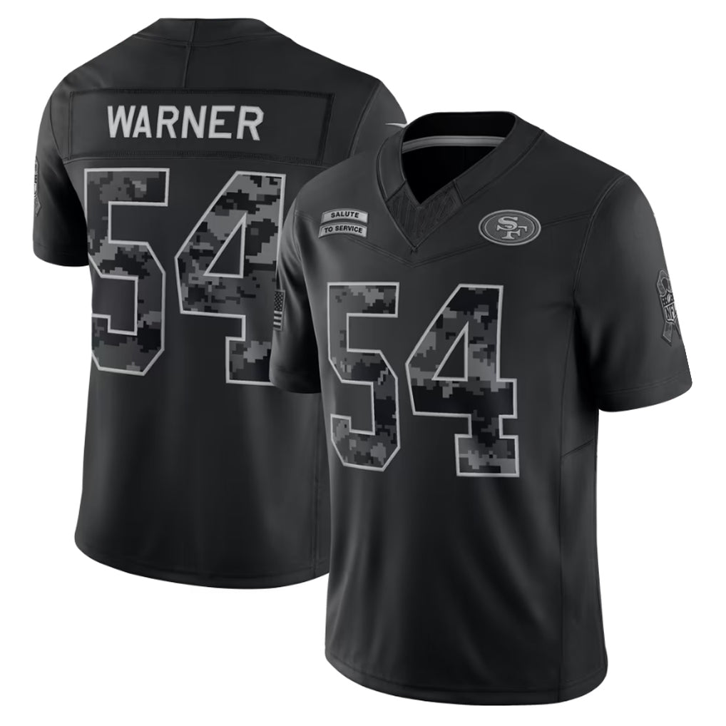 Kieara SF.49ers #54 Fred Warner Player Black Limited 2026 Salute to Service Home Game Stitched Jerseys